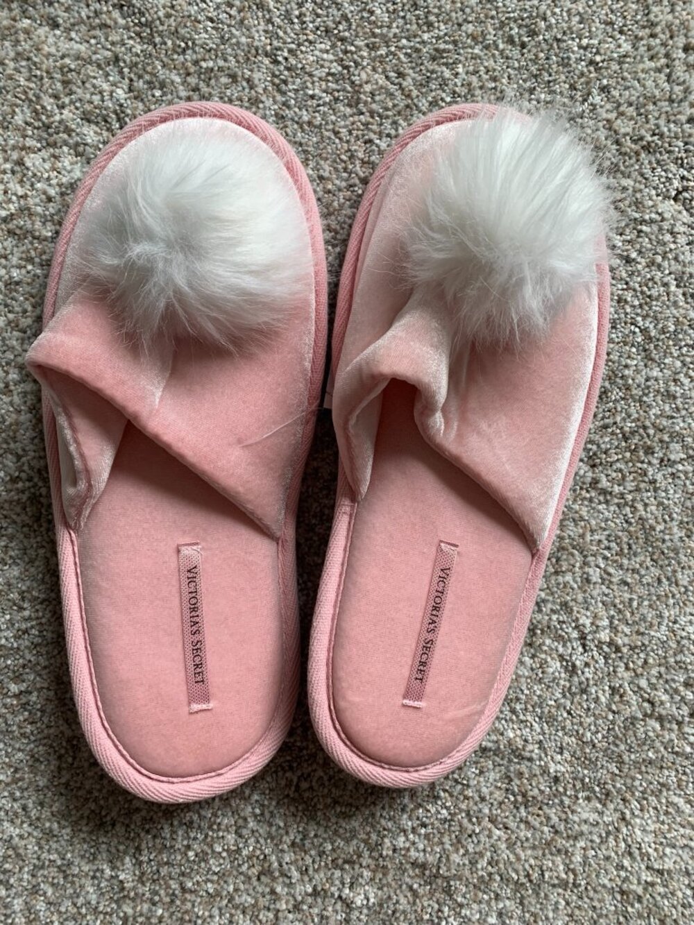 Victoria's Secret Pom Slippers, Pink, size L NEW